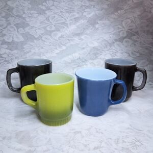 Vintage Lot Of Mugs Milk Glass Coffee Tea Cups Fire King Corning Anchor Hocking